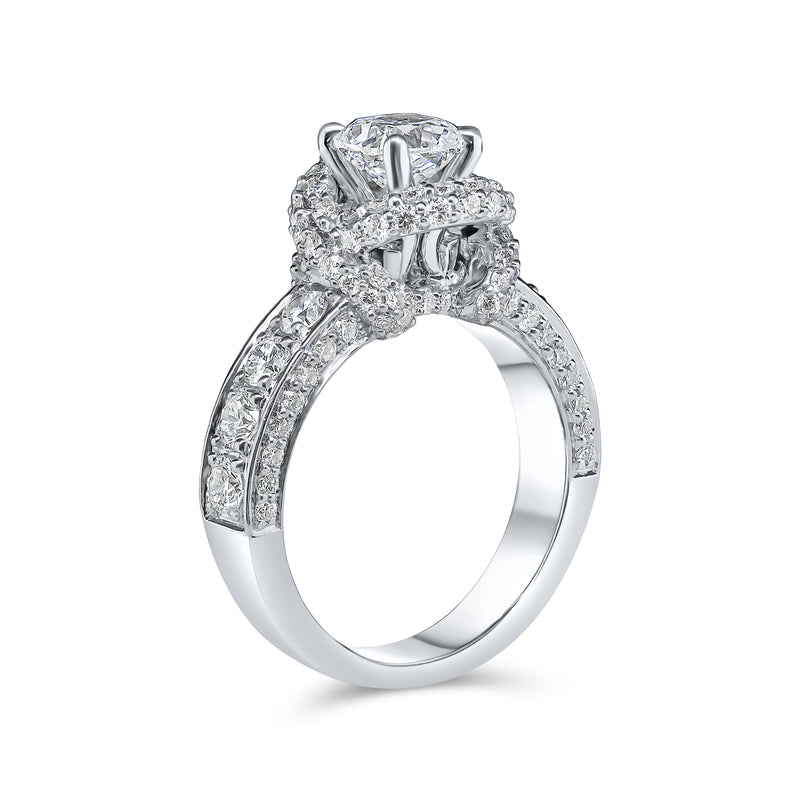 Lab Grown Cushion Cut Cross Over Diamond Engagement Ring
