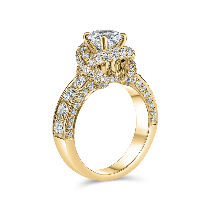 Lab Grown Cushion Cut Cross Over Diamond Engagement Ring