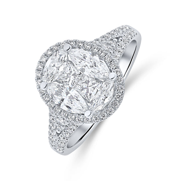 Oval Cut Single Halo Diamond Ring