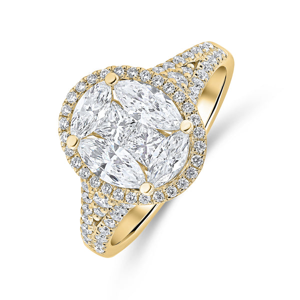 Oval Cut Single Halo Diamond Ring