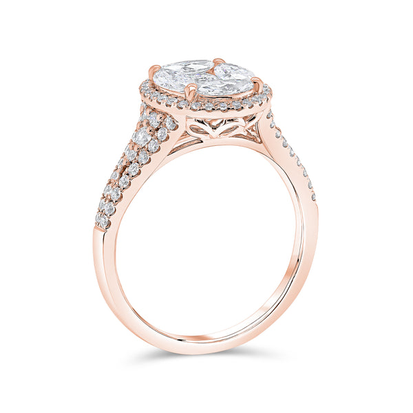 Oval Cut Single Halo Diamond Ring