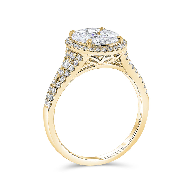 Oval Cut Single Halo Diamond Ring