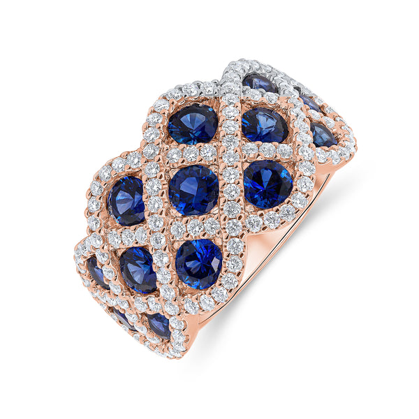 Wedding Band Blue Sapphire Diamond