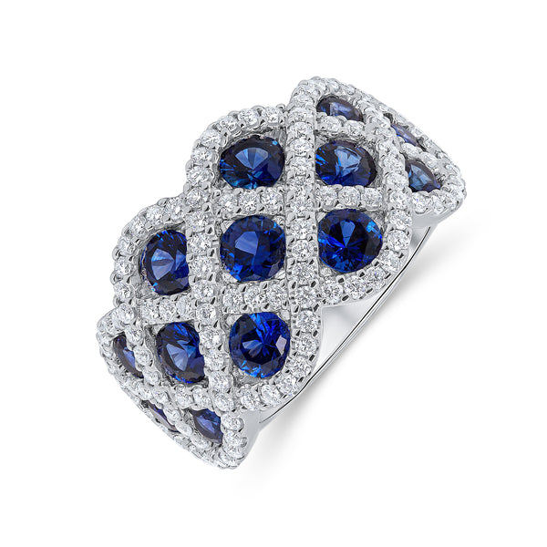 Wedding Band Blue Sapphire Diamond