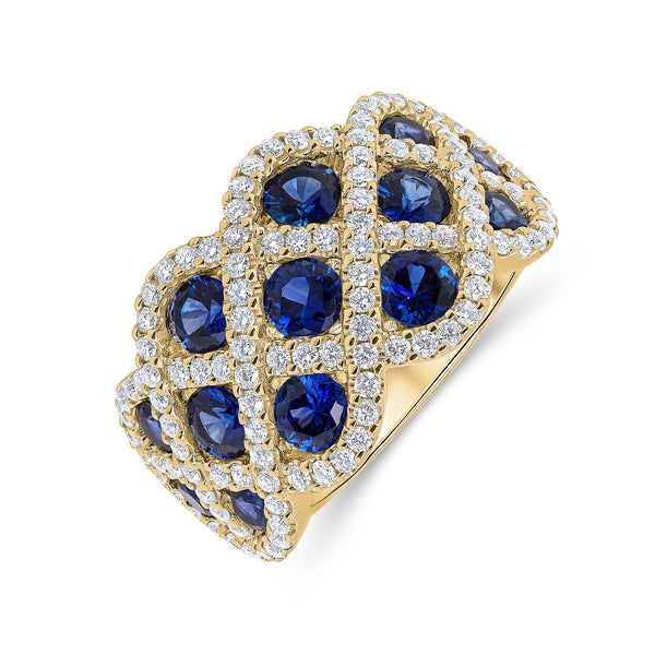 Wedding Band Blue Sapphire Diamond