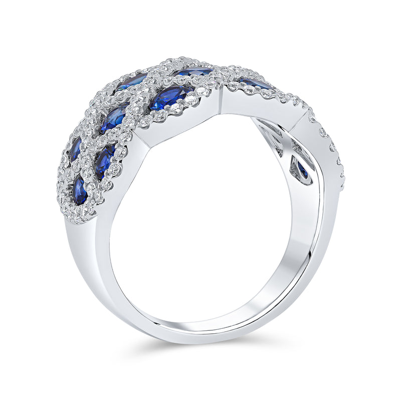 Wedding Band Blue Sapphire Diamond