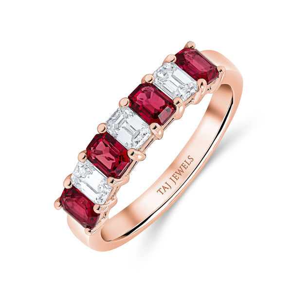 Wedding Band in Diamond & Ruby