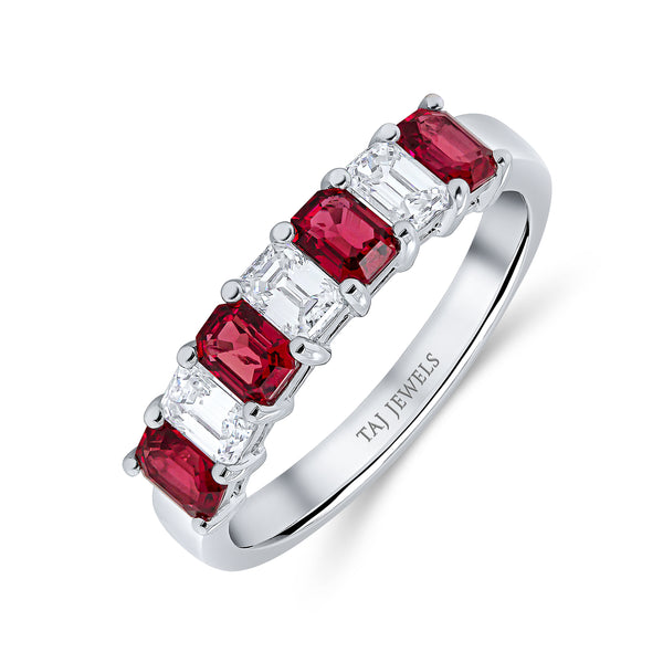 Wedding Band in Diamond & Ruby