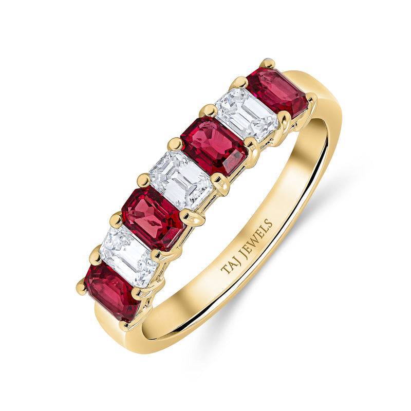 Wedding Band in Diamond & Ruby