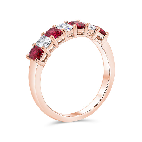 Wedding Band in Diamond & Ruby