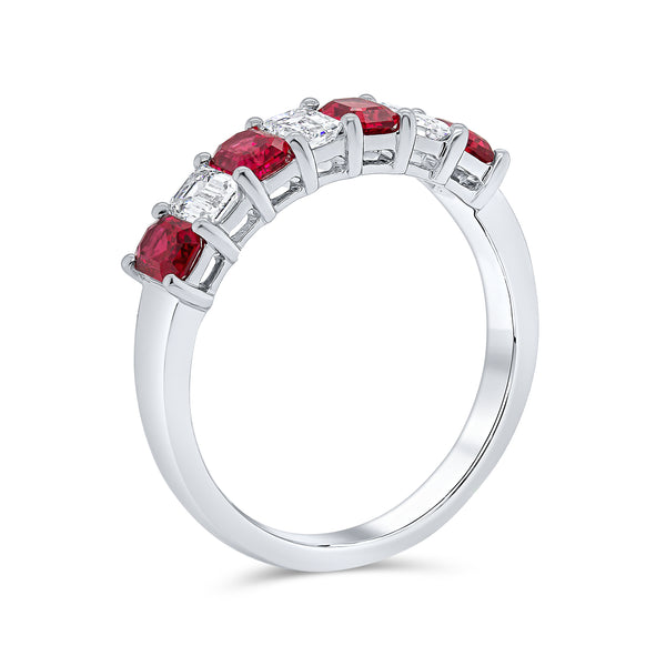 Wedding Band in Diamond & Ruby