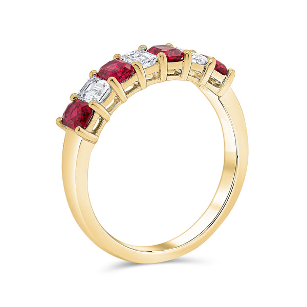 Wedding Band in Diamond & Ruby