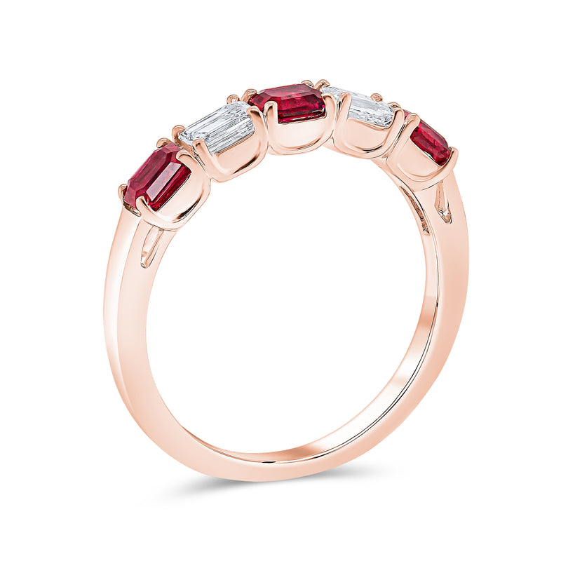 Wedding Band set in Ruby and Baguette Diamonds