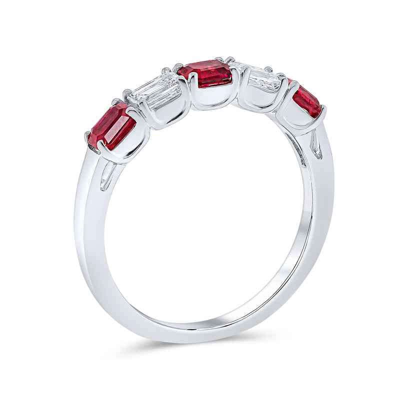 Wedding Band set in Ruby and Baguette Diamonds