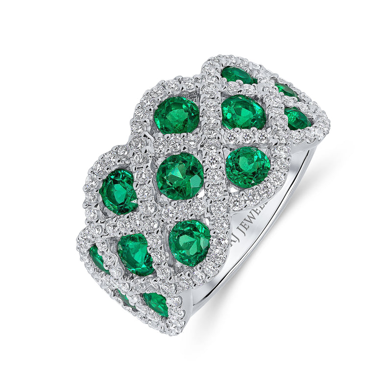 Wedding Band in Diamond & Emerald