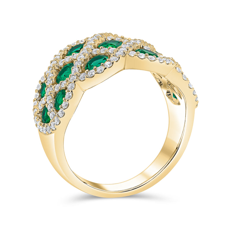 Wedding Band in Diamond & Emerald