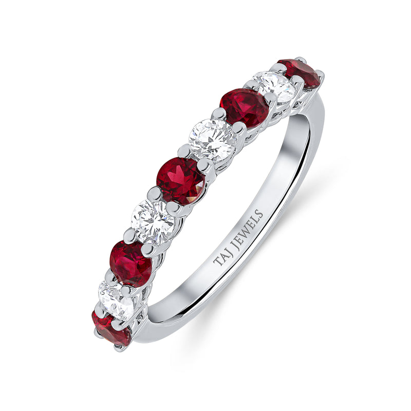 Wedding Band in Diamond & Ruby