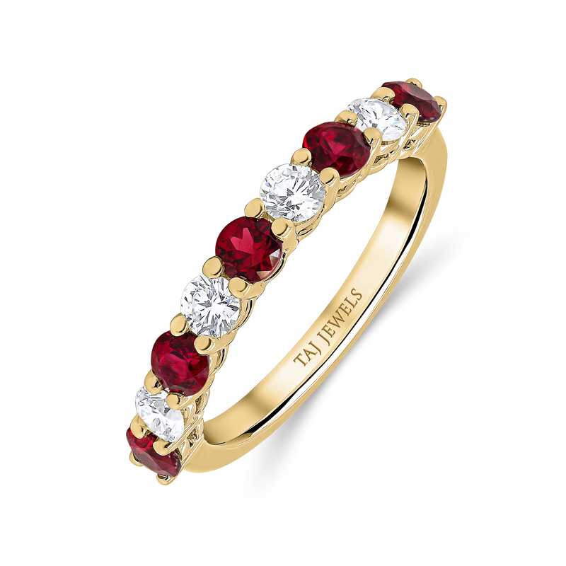 Diamond Wedding Band with Ruby