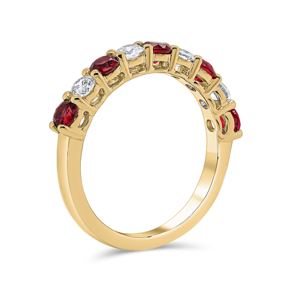 Diamond Wedding Band with Ruby