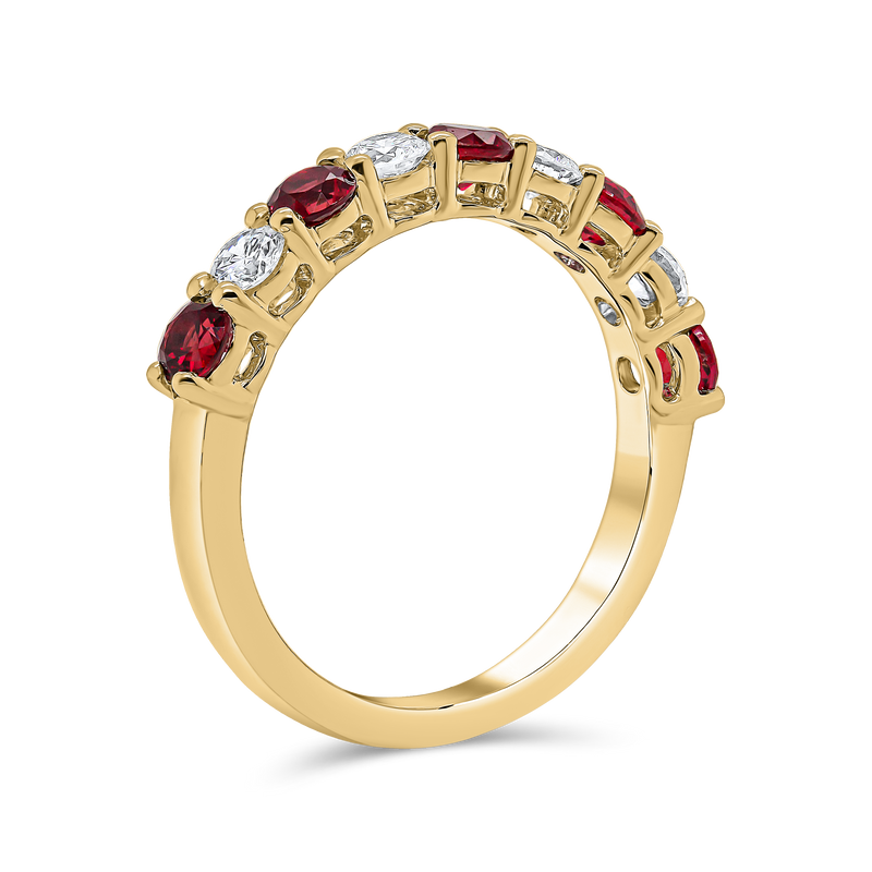 Diamond Wedding Band with Ruby