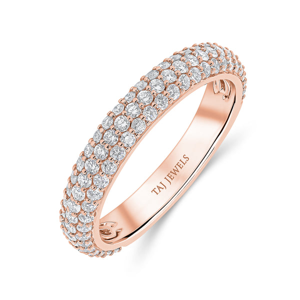 Wedding Band Triple Row Pave Setting