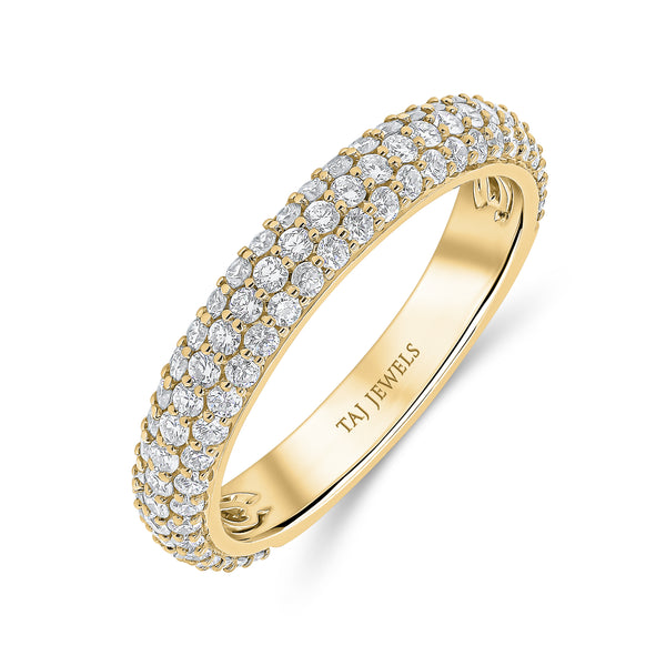 Wedding Band Triple Row Pave Setting