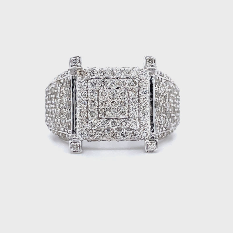 14K White Gold Diamond Gents Rings - 3.09CT