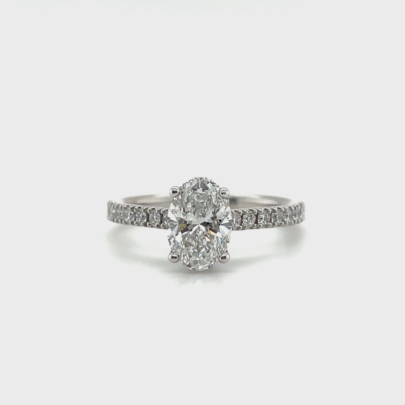 Lab Grown Oval Hidden Halo Ring -1CT+