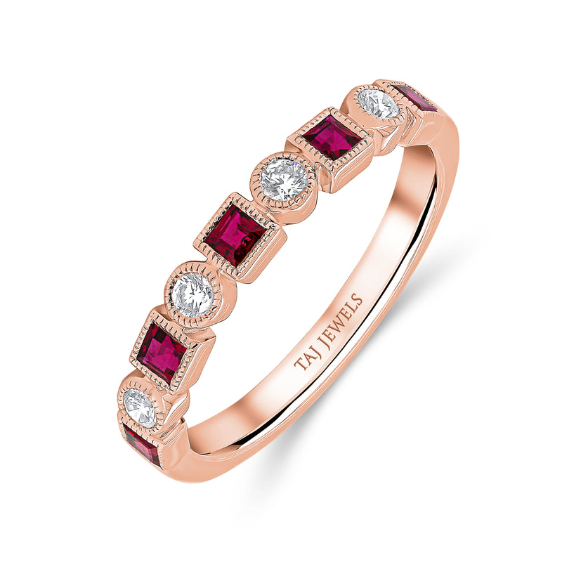 Wedding Band in Ruby & Diamond