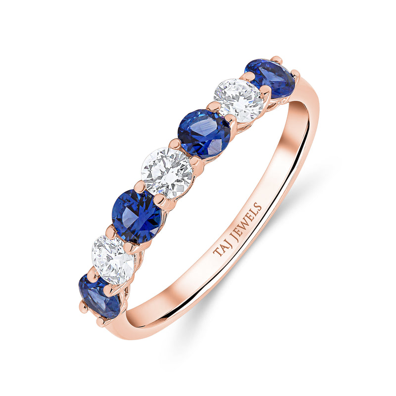 Wedding Band in Blue Sapphire & Diamond