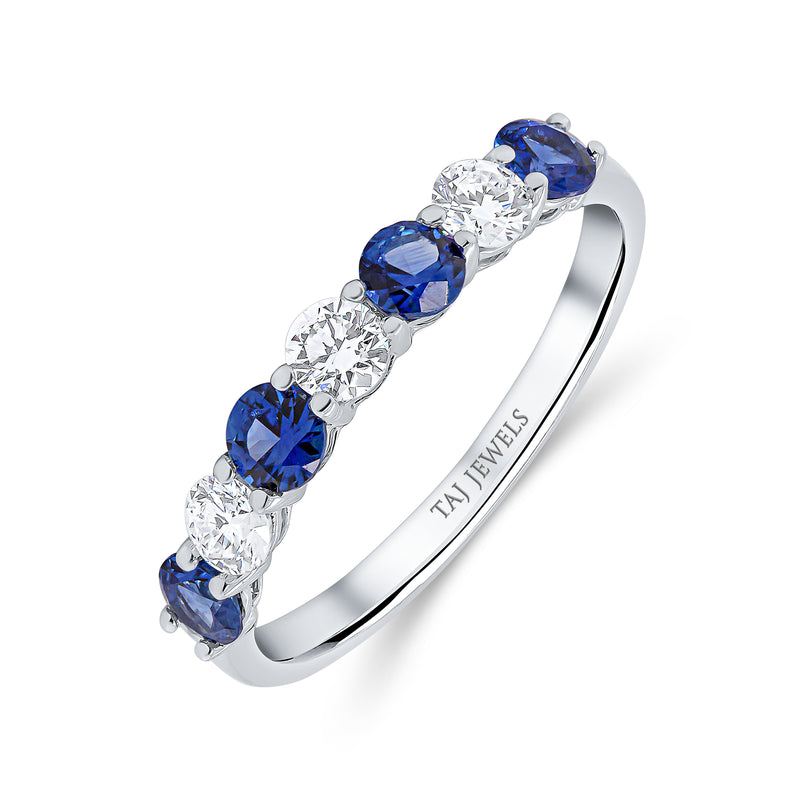 Wedding Band in Blue Sapphire & Diamond