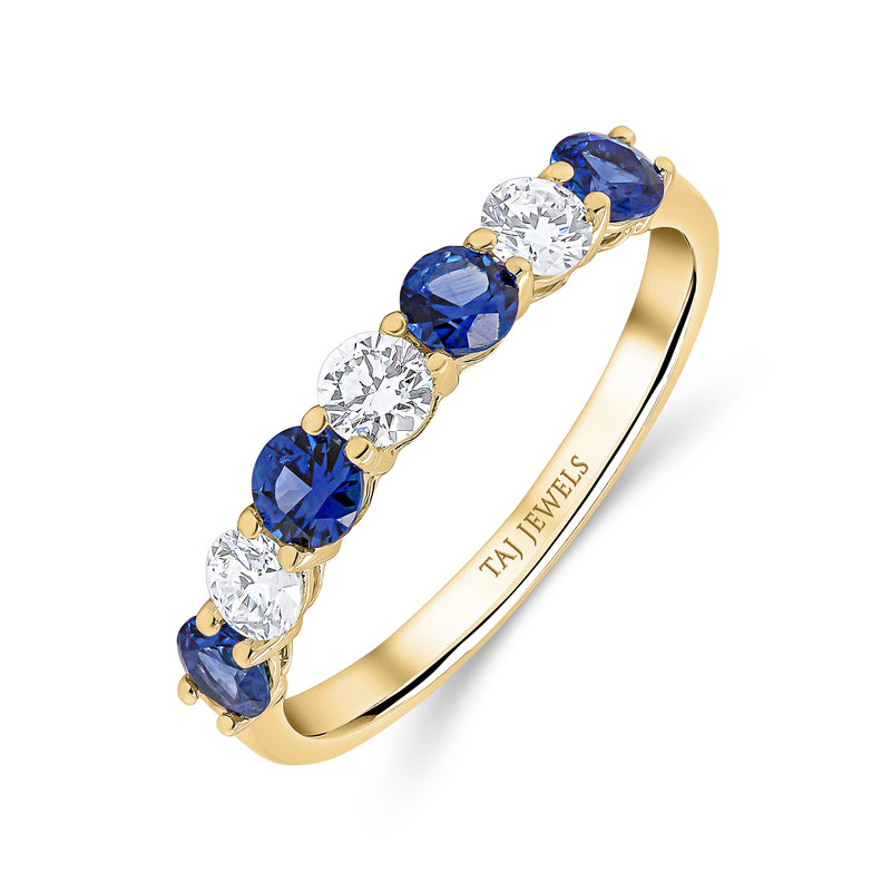 Wedding Band in Blue Sapphire & Diamond