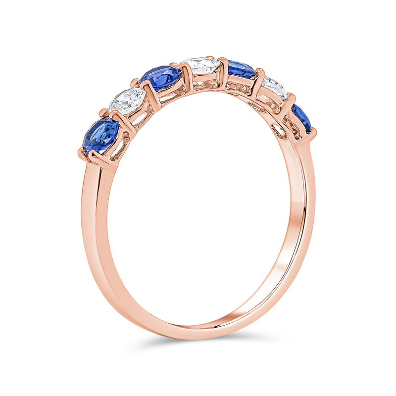 Wedding Band in Blue Sapphire & Diamond