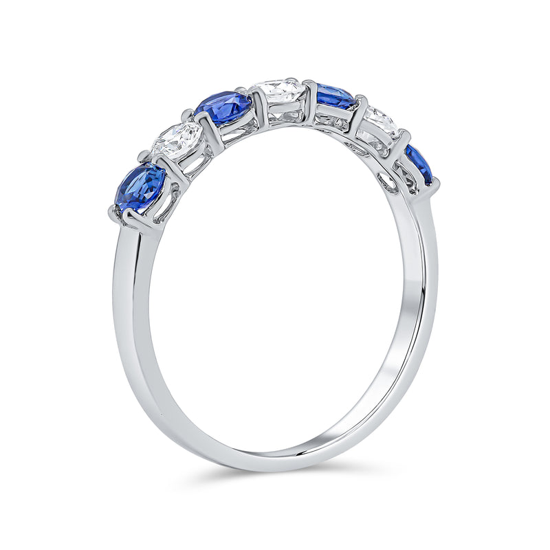 Wedding Band in Blue Sapphire & Diamond