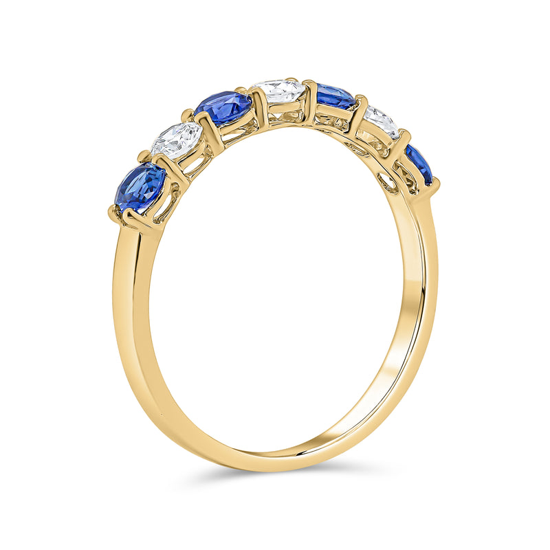 Wedding Band in Blue Sapphire & Diamond