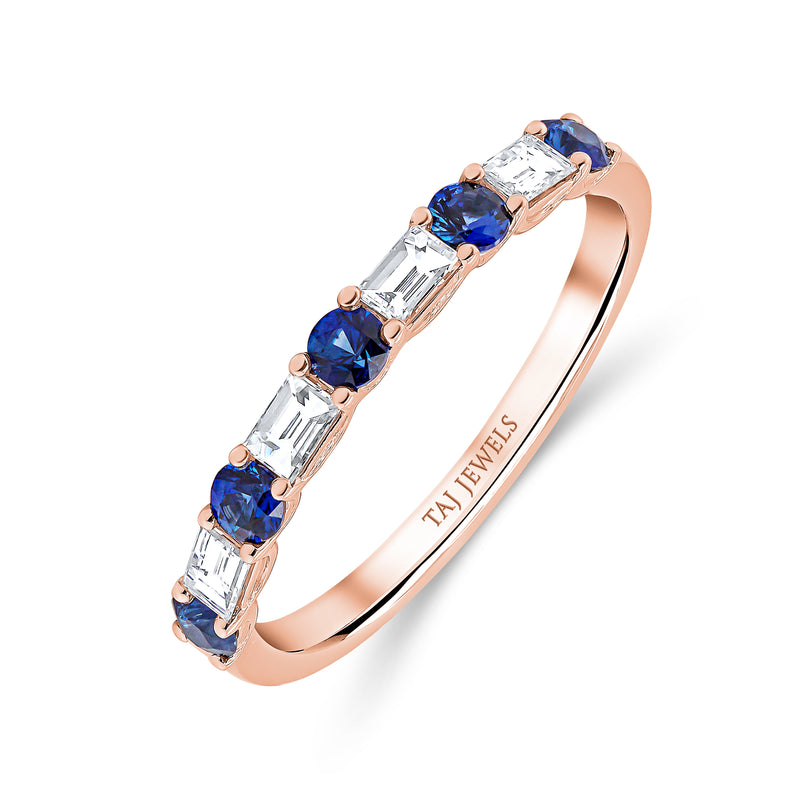Wedding Band in Blue Sapphire & Diamond