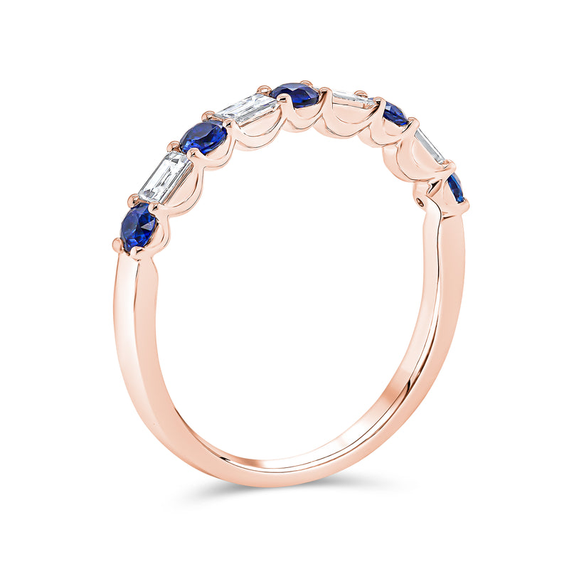 Wedding Band in Blue Sapphire & Diamond