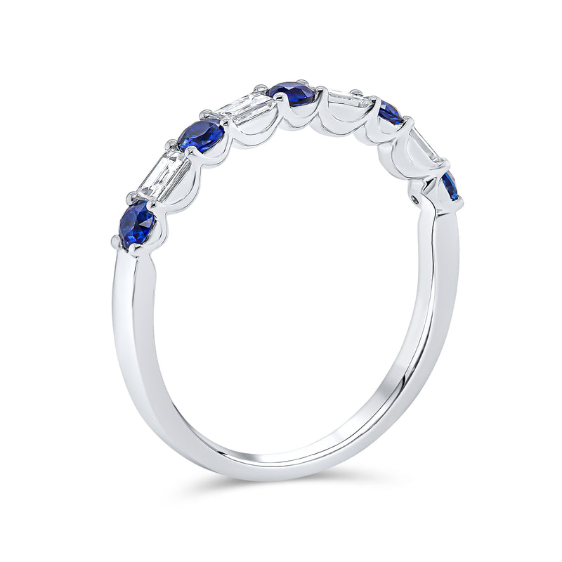 Wedding Band in Blue Sapphire & Diamond