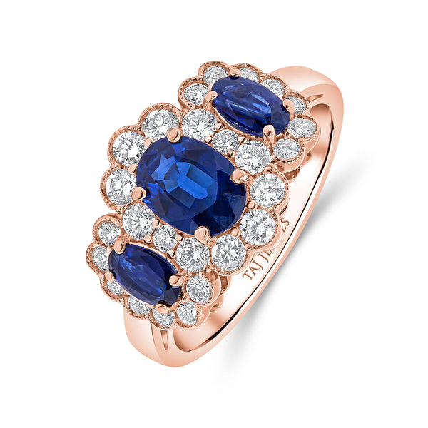 Wedding Band in Blue Sapphire & Diamond