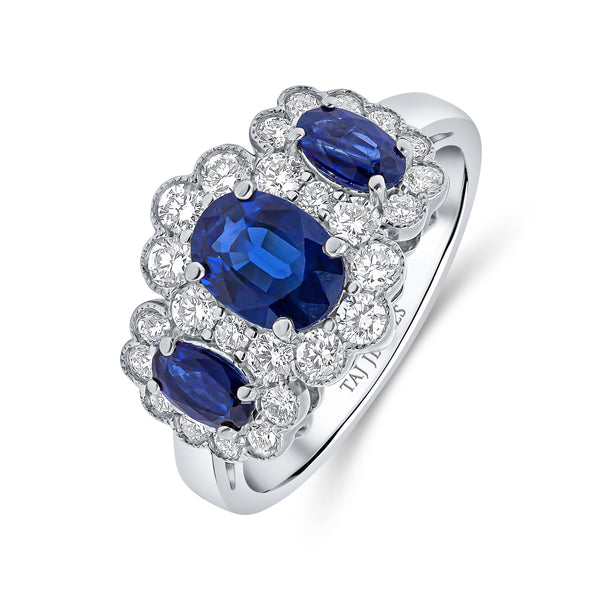 Wedding Band in Blue Sapphire & Diamond
