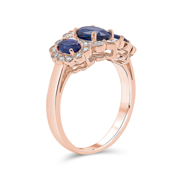 Wedding Band in Blue Sapphire & Diamond