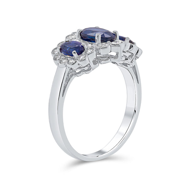 Wedding Band in Blue Sapphire & Diamond