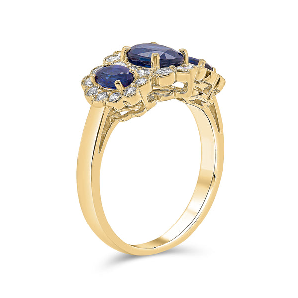 Wedding Band in Blue Sapphire & Diamond