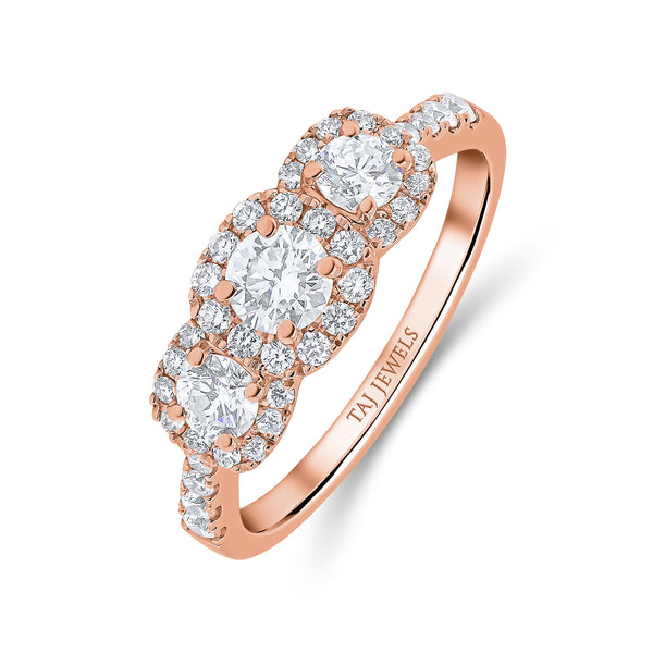 Round Trilogy Halo Diamond Ring