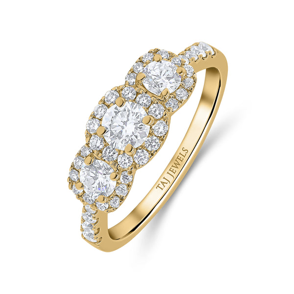 Round Trilogy Halo Diamond Ring