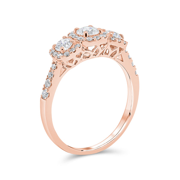 Round Trilogy Halo Diamond Ring