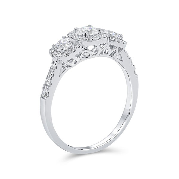 Round Trilogy Halo Diamond Ring