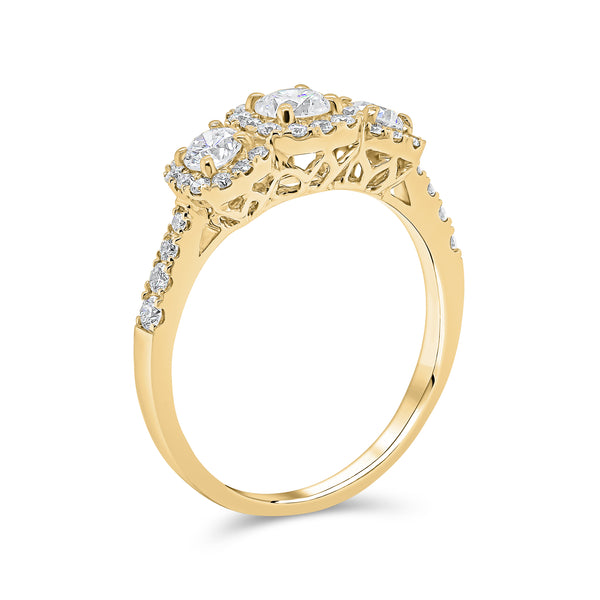 Round Trilogy Halo Diamond Ring