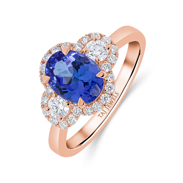 Oval Trilogy Diamond & Blue Sapphire Ring