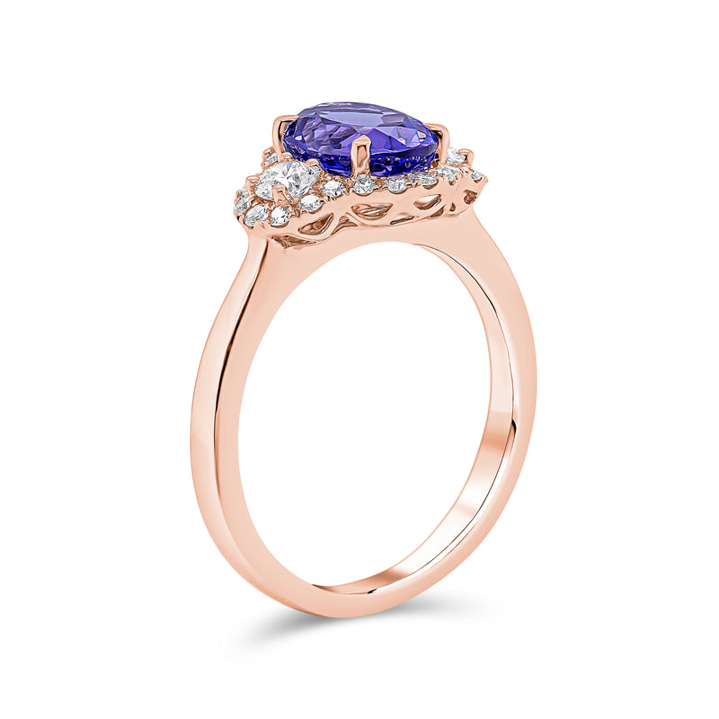 Oval Trilogy Diamond & Blue Sapphire Ring